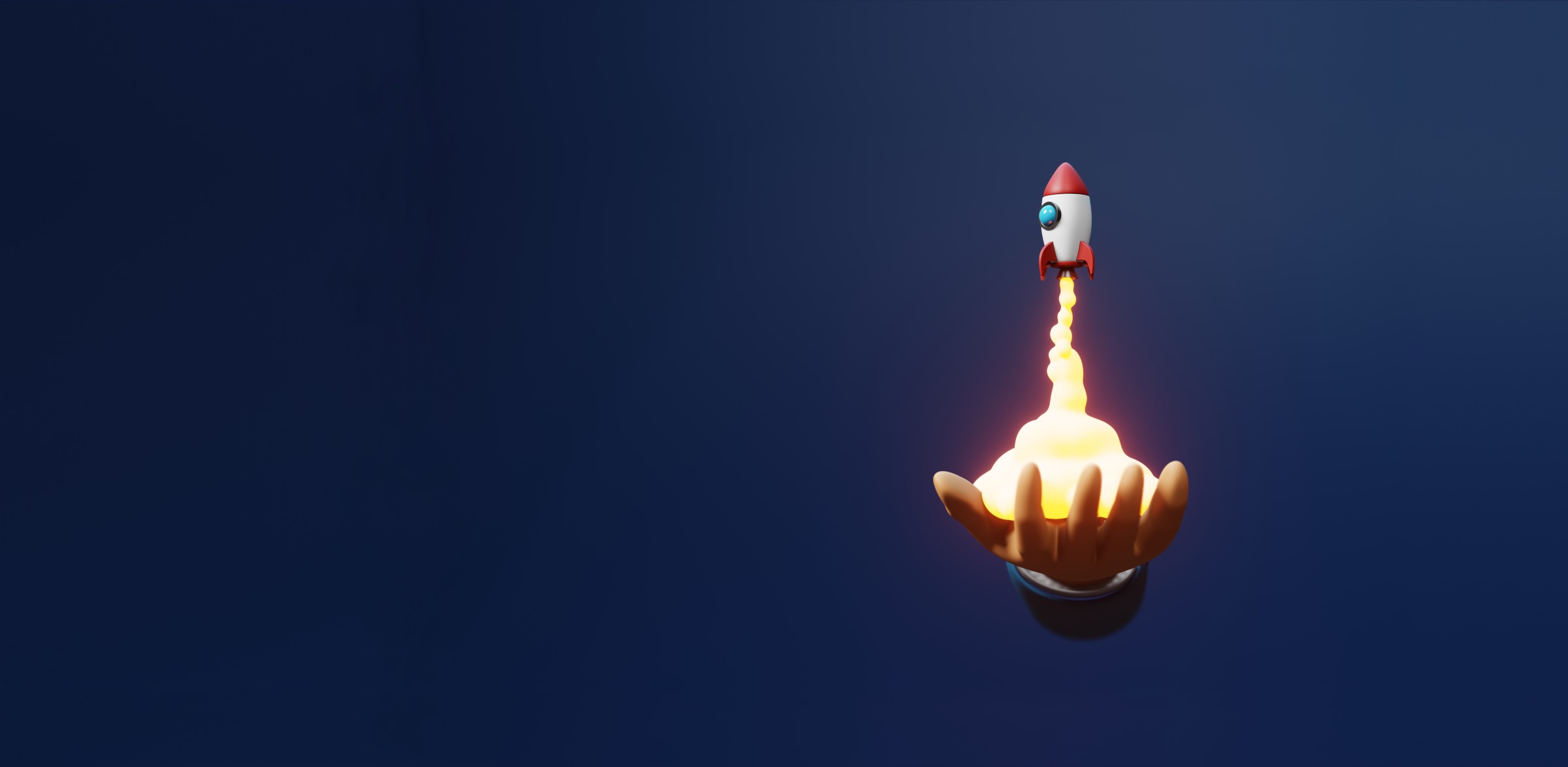 Κόκκινος και άσπρος πύραβλος εκτοξεύεται από ένα χέρι επιχειρηματία.